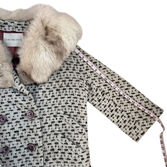 1950s Union Made Jeshiva New York Wool Tweed Coat Fur Collar Davison’s Vintage - Picture 5 of 13